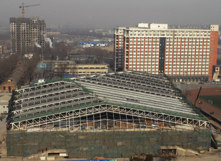 Olympic Stadium under construction