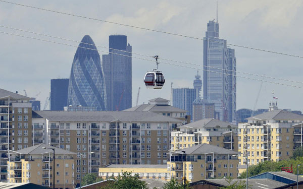 The scheme, revealed in July 2010, links the Greenwich Peninsula to the Royal Docks, where the O2 and ExCel respectively will host London 2012 Olympics competitions. London cable cars to carry visitors over River Thames