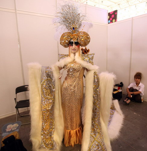 Fancy wedding gowns on display