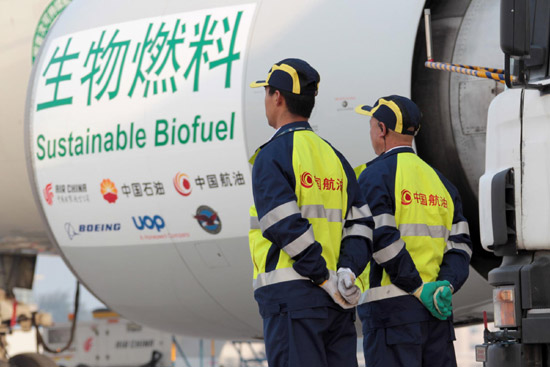 Air China conducts first biofuel test flight