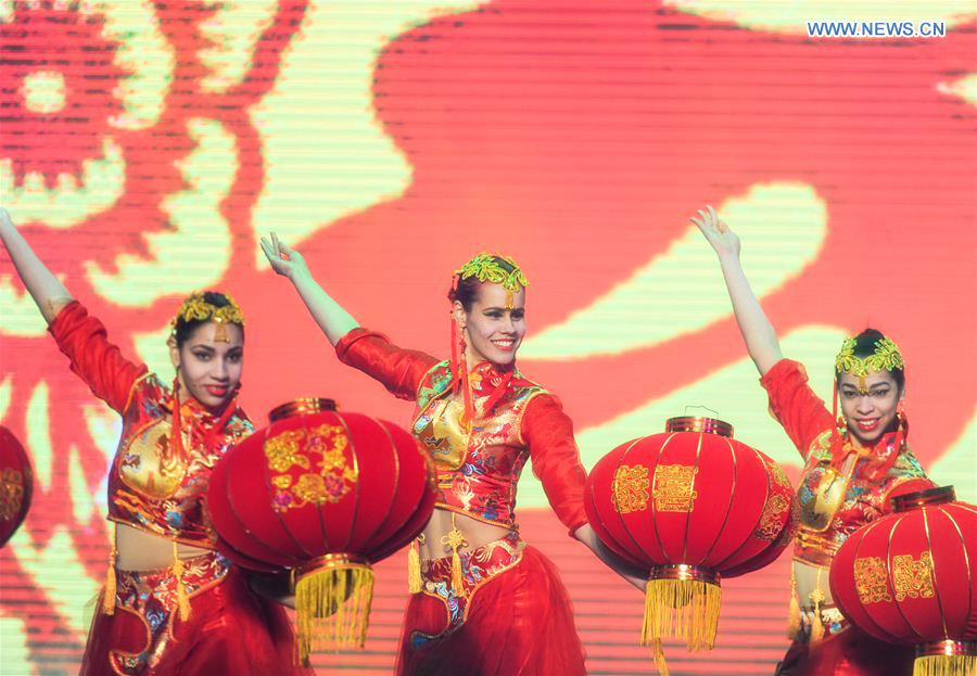Cuban dancers perform Chinese rural folk dance in Harbin