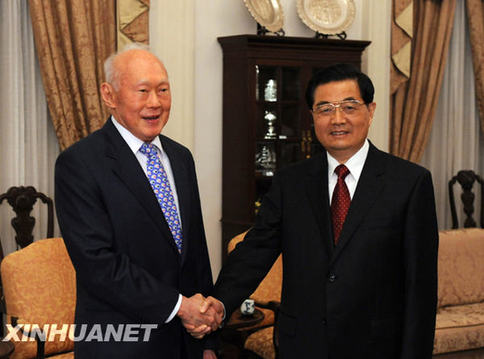 胡錦濤會見新加坡內閣資政李光耀