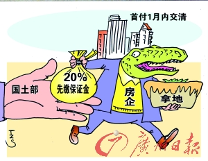 國土部：開發商拿地須先繳20%保證金