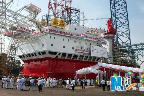中石化“勘探六號”自升式鉆井平臺在新加坡順利下水