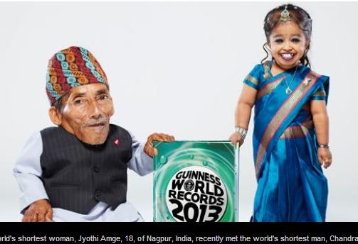 世界最矮男性女性首次相遇 為吉尼斯世界紀錄做宣傳