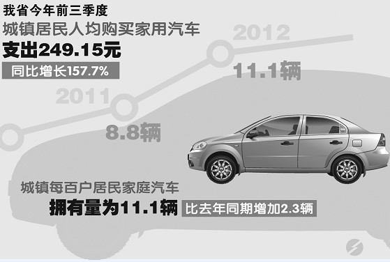 安徽城鎮每百戶居民家庭擁有汽車超11輛