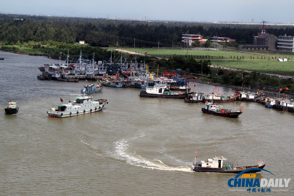 浙江臺州：“蘇力”退去 漁船齊出閘