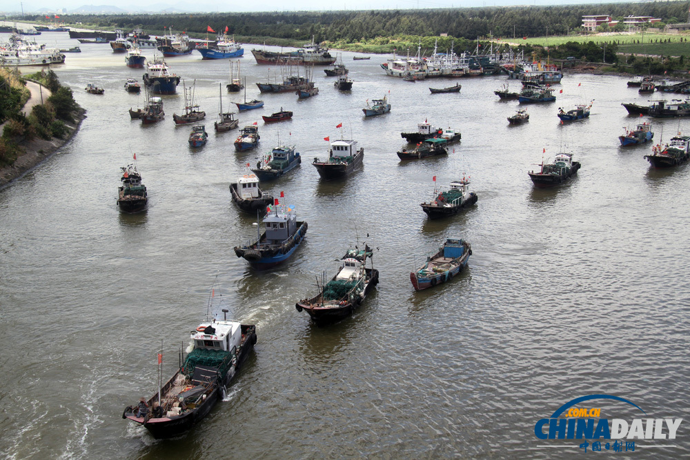 浙江臺州：“蘇力”退去 漁船齊出閘