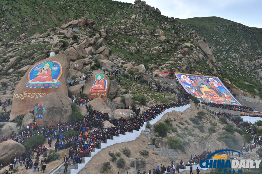 高清：拉薩雪頓節開幕 哲蚌寺展佛
