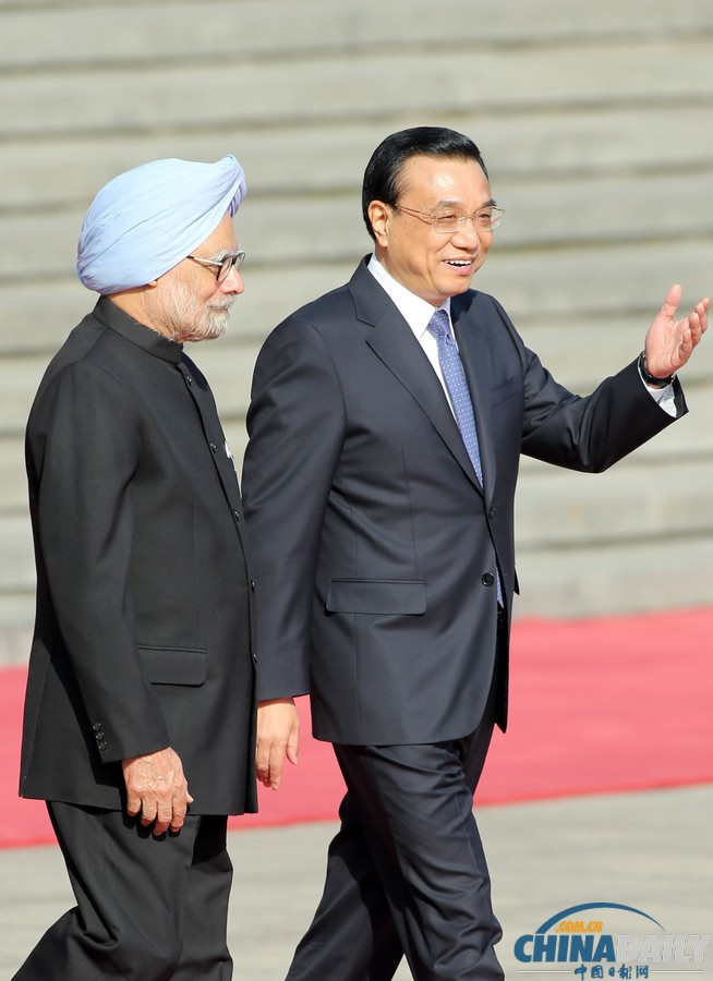 李克強舉行儀式歡迎印度總理辛格訪華