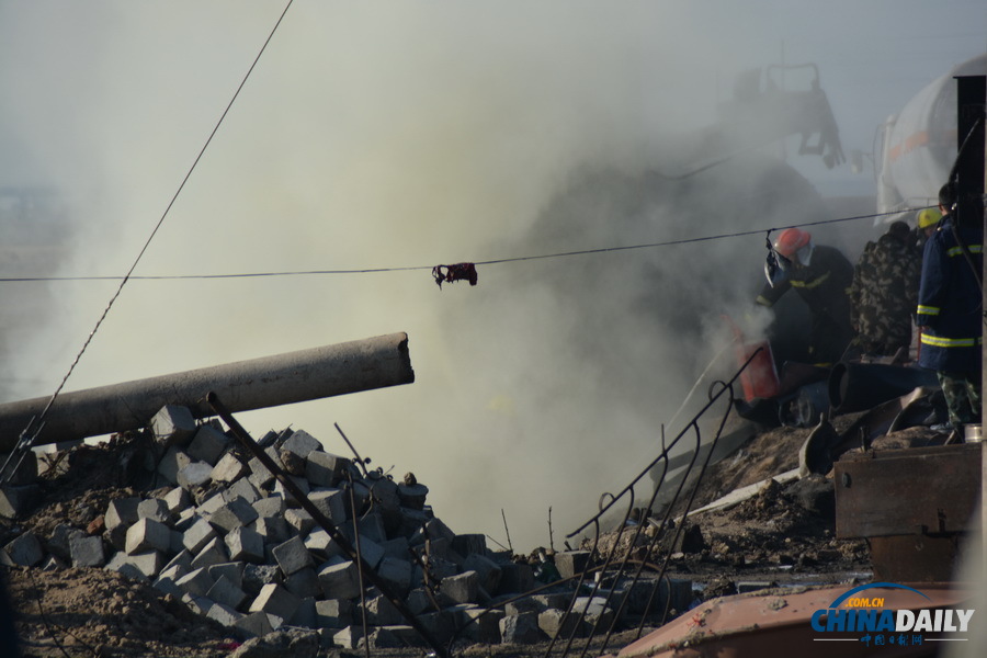 組圖：河北黃驊液化氣站爆炸事故：唯一遺留明火被熄滅