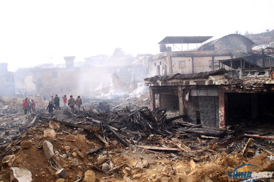 實拍香格里拉獨克宗古城災后一片廢墟