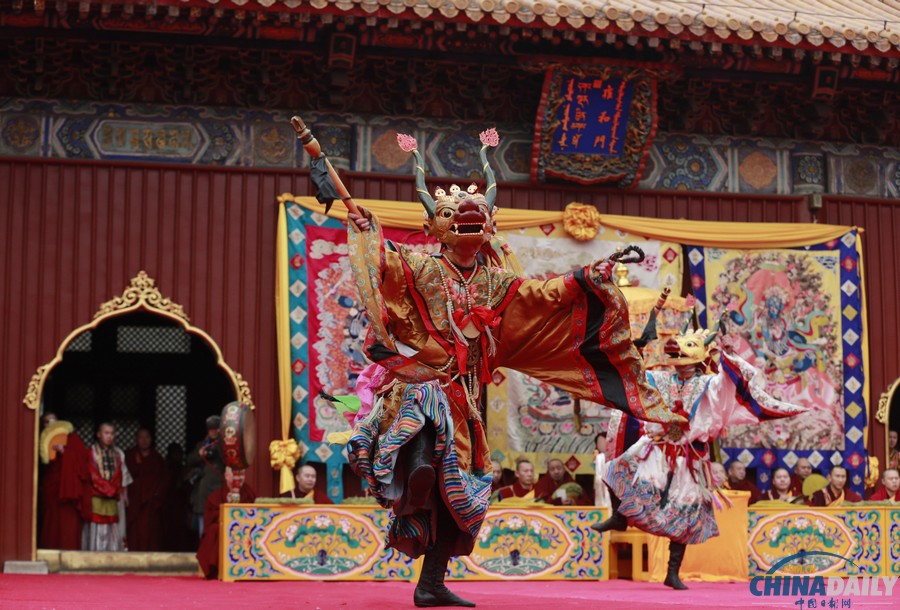 北京雍和宮舉行“打鬼”儀式