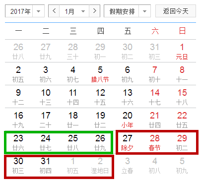 2017年拼假攻略出爐！明年休140天 每個月都有黃金周
