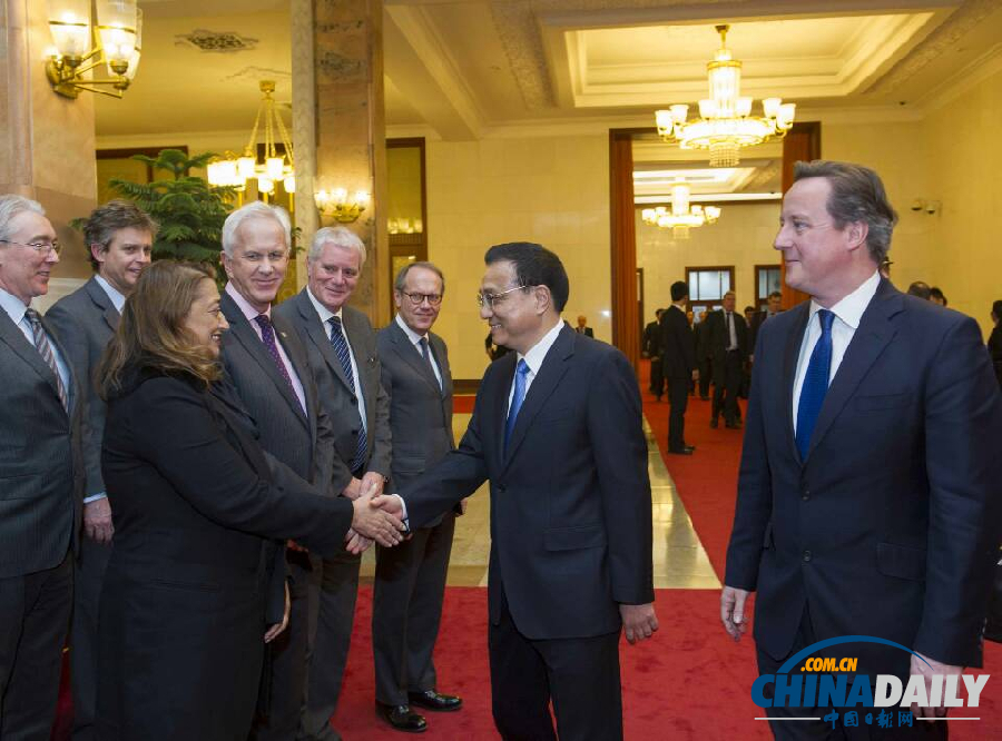 快訊：李克強(qiáng)與卡梅倫共同會(huì)見英國(guó)企業(yè)家代表