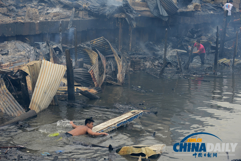 組圖：菲律賓貧民窟發(fā)生火災(zāi) 約250棟房屋被毀