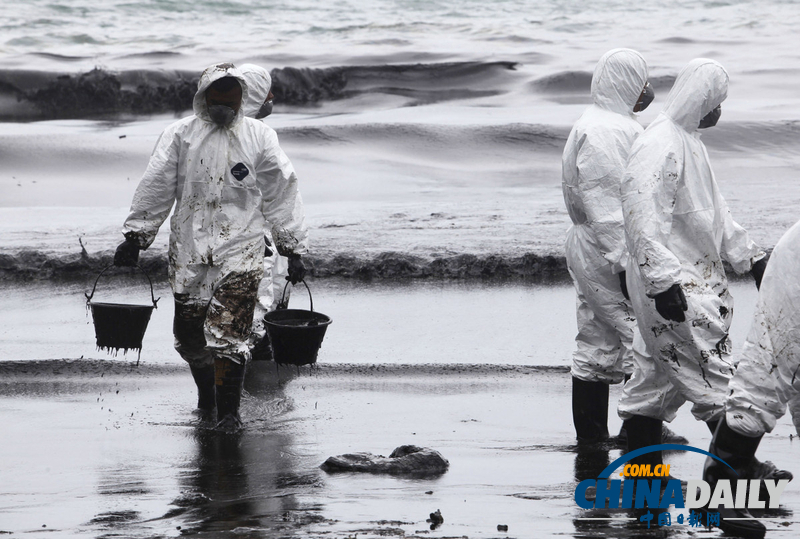 泰國原油泄漏擴散至旅游勝地沙美島（高清組圖）