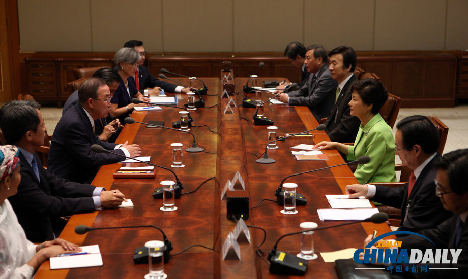 潘基文“回娘家” 與韓國總統樸槿惠舉行會談（高清組圖）