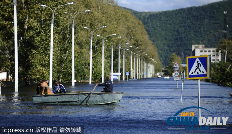 俄羅斯遠東地區洪水依舊肆虐 街道一片汪洋（圖）