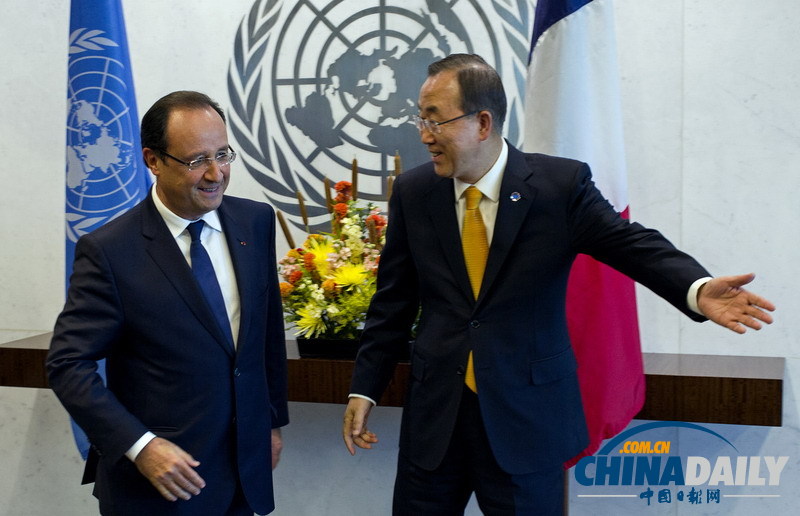 法總統奧朗德“歪脖”會見潘基文