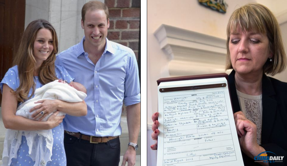 英國小王子出生證明曝光 母親職業填“王妃”