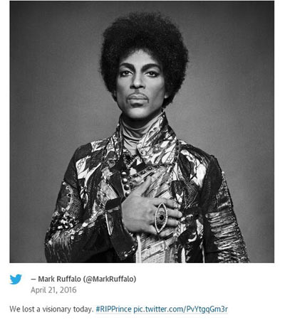 美音樂奇才Prince逝世 各路音樂人發推紀念