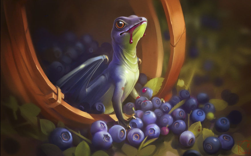 俄羅斯畫家筆下的“水果神龍” 仿佛夢幻童話（組圖）