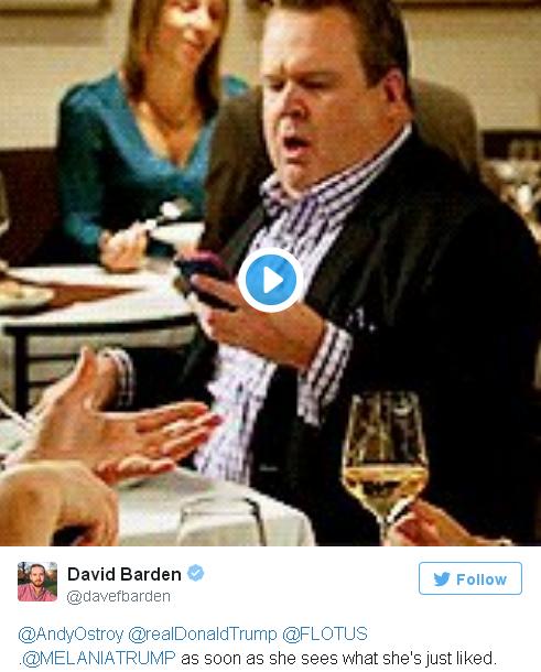 網友調侃特朗普遭妻子“嫌棄” 梅蘭妮亞竟手滑點贊