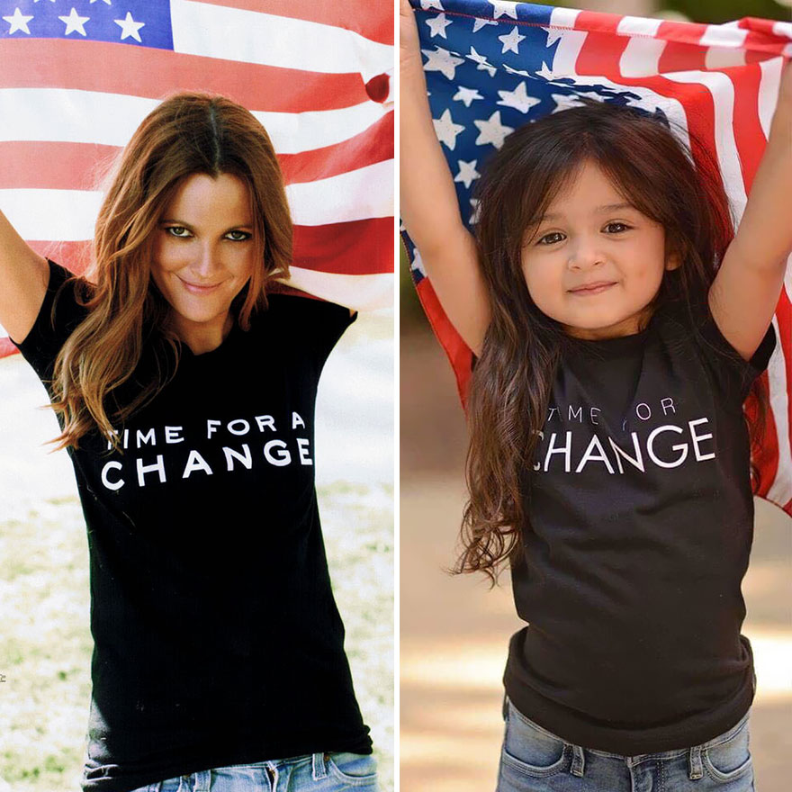 為了讓外婆開(kāi)心 3歲小女孩模仿勵(lì)志女名人裝扮（組圖）