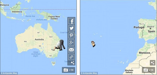 地球另一端與你相對的地方是哪里？現在有個地圖可以查了！