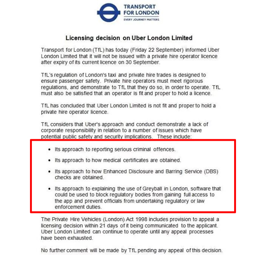 優(yōu)步因安全不過關(guān)在倫敦被禁，將失去其歐洲最大市場？