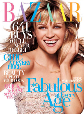 Reese Witherspoon on cover of April's Harper's Bazaar