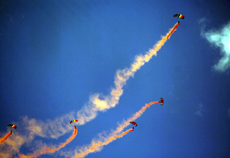 PLA perform parachute jump show in Hong Kong