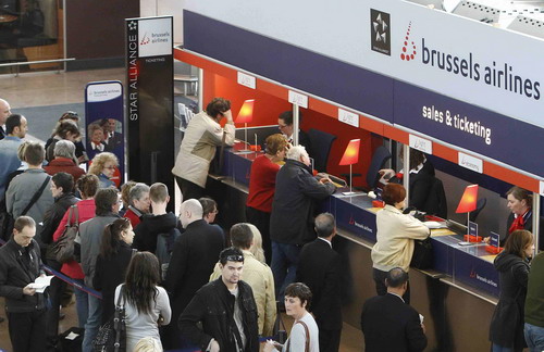 Stranded passengers wait at major Europe airports