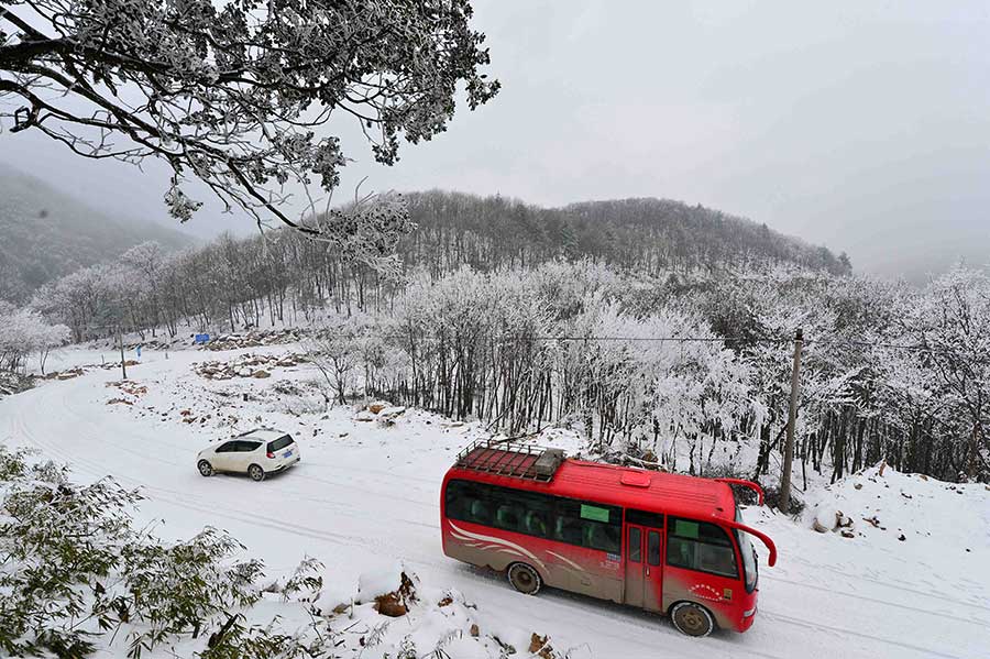 Rime scenery at Longping township, C China