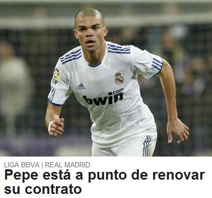 曝佩佩與皇馬續約在即 年薪380萬