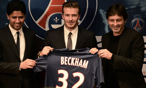 貝克漢姆加盟巴黎圣日耳曼隊(duì)