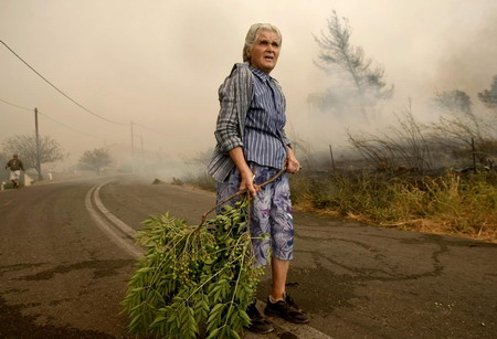 Forest fire out of control near Athens