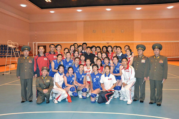 Kim Jong-un watches women's volleyball match