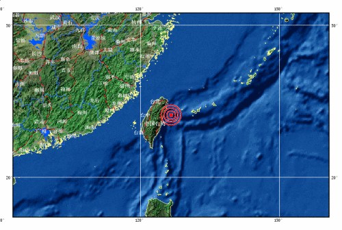 臺灣花蓮海域今天凌晨發生6.7級地震(組圖)